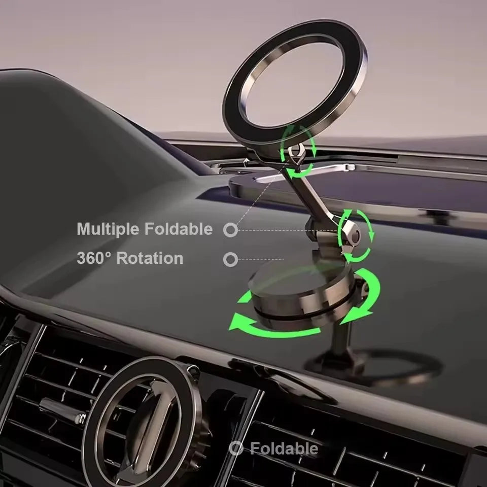 Foldable Magnet Car Mobile Phone Holder for MagSafe 360° Adjustable Magnetic Car Mount Stand for iPhone 17 Huawei Xiaomi In Car
