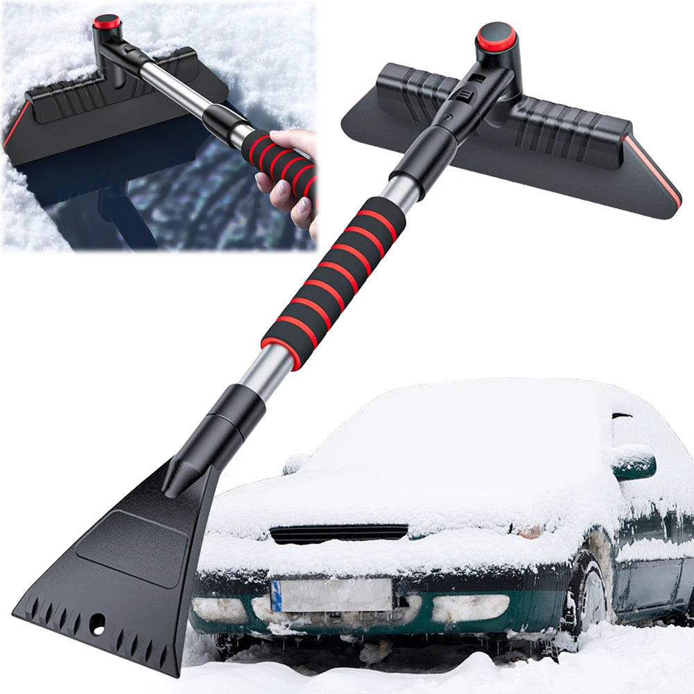 2 In 1 Extendable Ice Scraper Multifunctional Windshield Snow Remover Ergonomic Handle Snow Brush Defrost Broom Car Accessories
