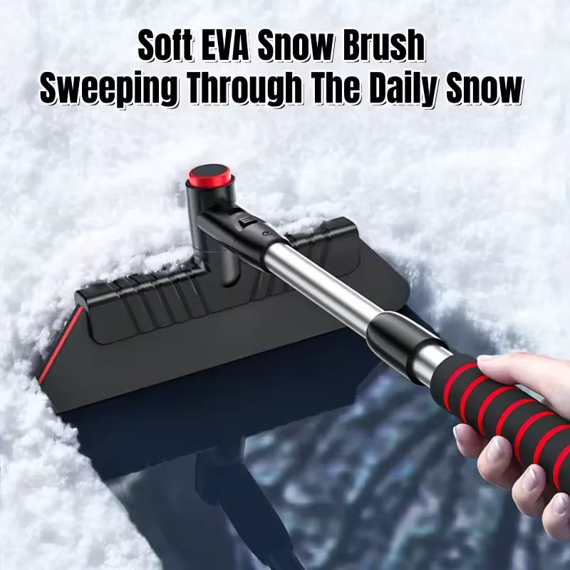 2 In 1 Extendable Ice Scraper Multifunctional Windshield Snow Remover Ergonomic Handle Snow Brush Defrost Broom Car Accessories