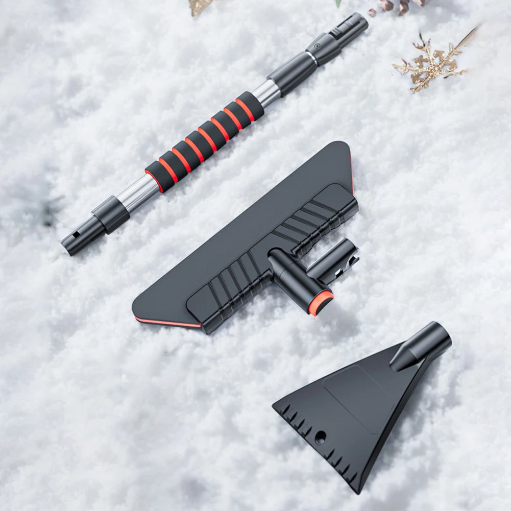 2 In 1 Extendable Ice Scraper Multifunctional Windshield Snow Remover Ergonomic Handle Snow Brush Defrost Broom Car Accessories