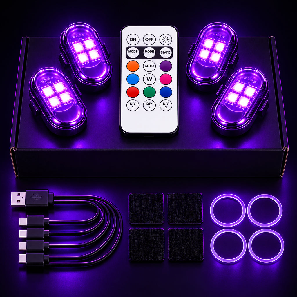 Rechargeable Car LED Light Kit