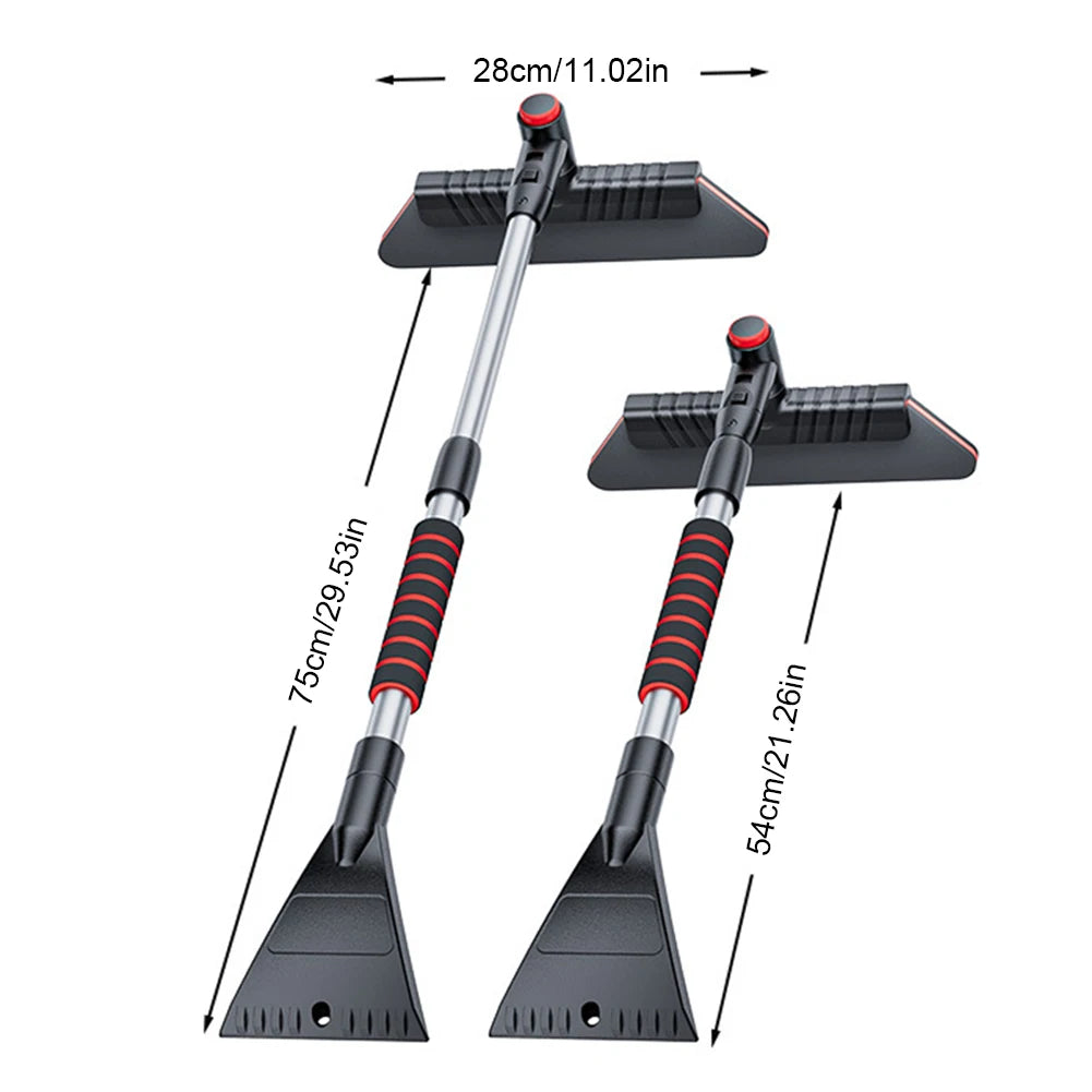 2 In 1 Extendable Ice Scraper Multifunctional Windshield Snow Remover Ergonomic Handle Snow Brush Defrost Broom Car Accessories