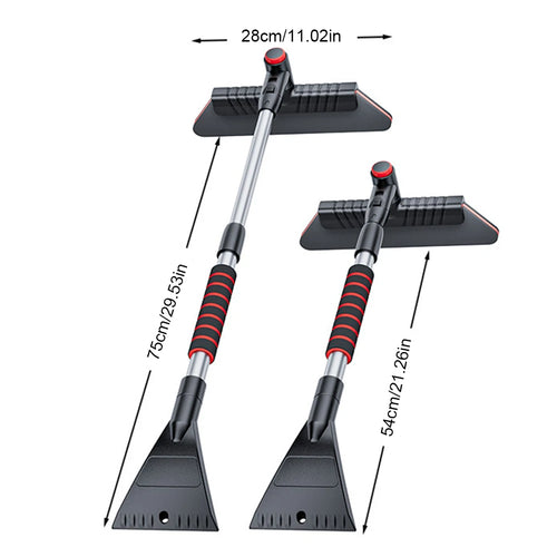 2 In 1 Extendable Ice Scraper Multifunctional Windshield Snow Remover Ergonomic Handle Snow Brush Defrost Broom Car Accessories